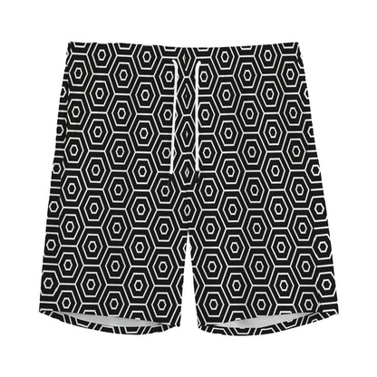 Hexagon Geometric Pattern Print Men's Sports Shorts