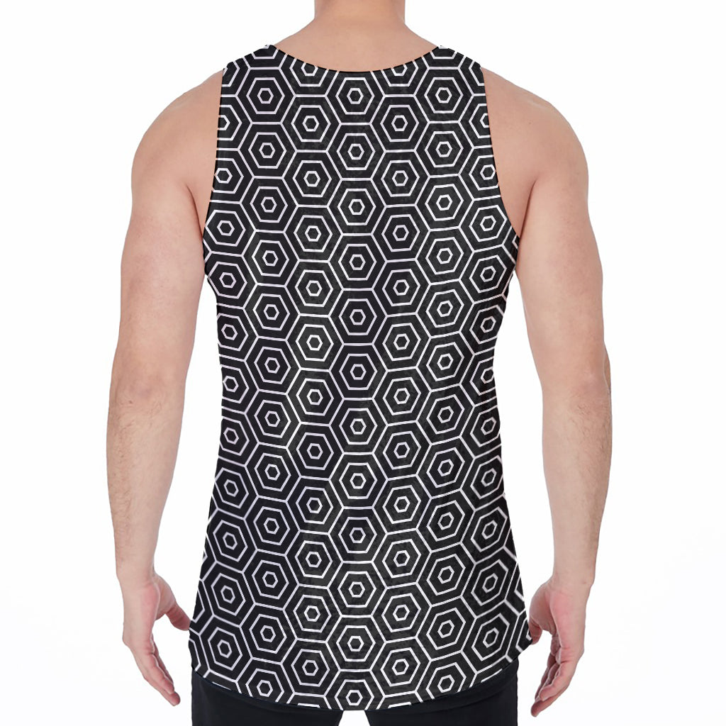 Hexagon Geometric Pattern Print Men's Velvet Tank Top