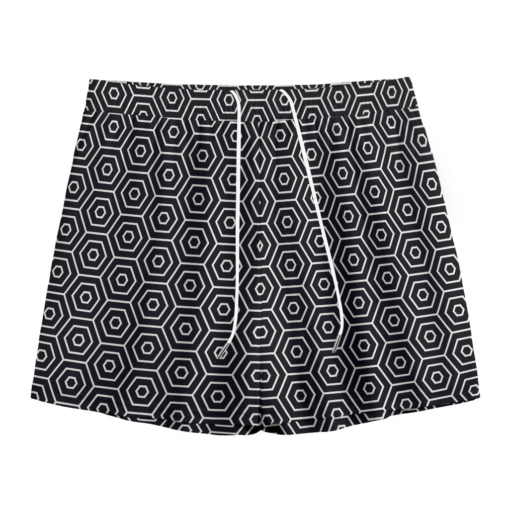 Hexagon Geometric Pattern Print Mesh Shorts