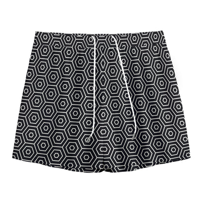 Hexagon Geometric Pattern Print Mesh Shorts