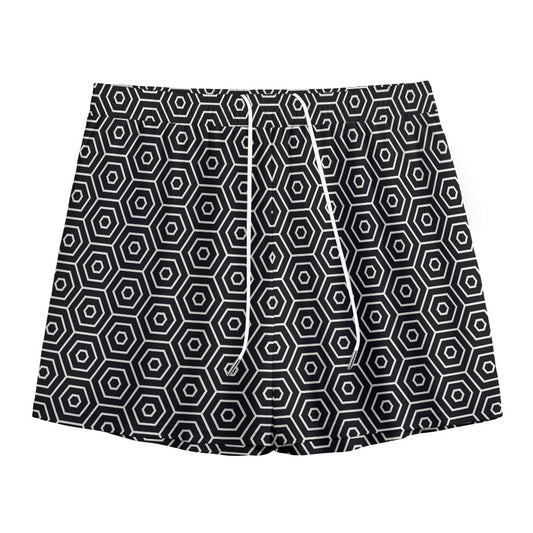 Hexagon Geometric Pattern Print Mesh Shorts