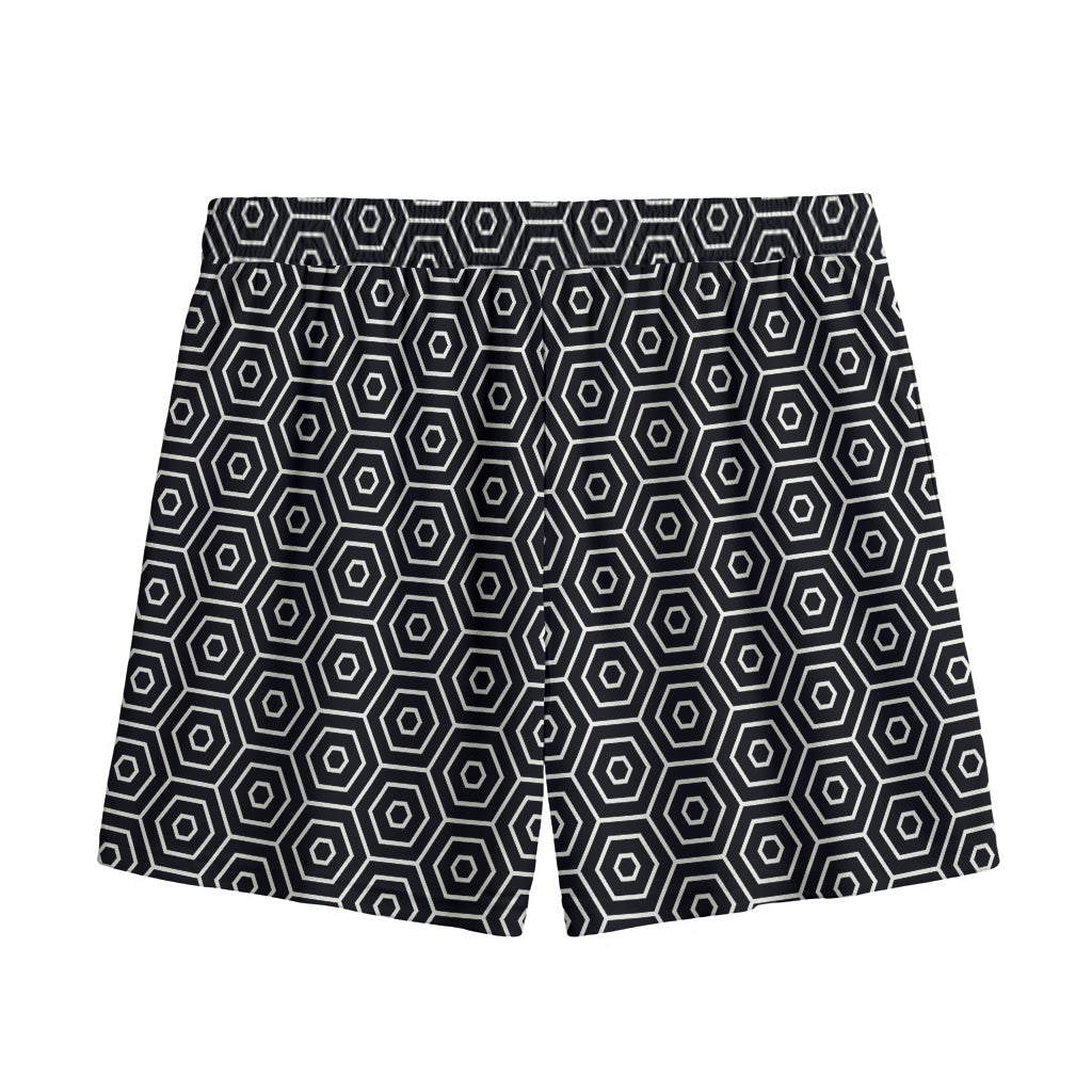 Hexagon Geometric Pattern Print Mesh Shorts