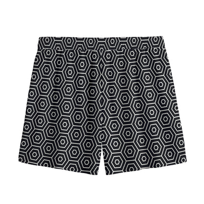 Hexagon Geometric Pattern Print Mesh Shorts
