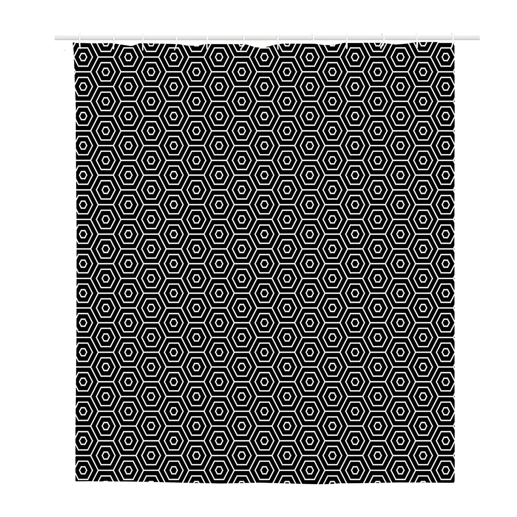 Hexagon Geometric Pattern Print Polyester Shower Curtain