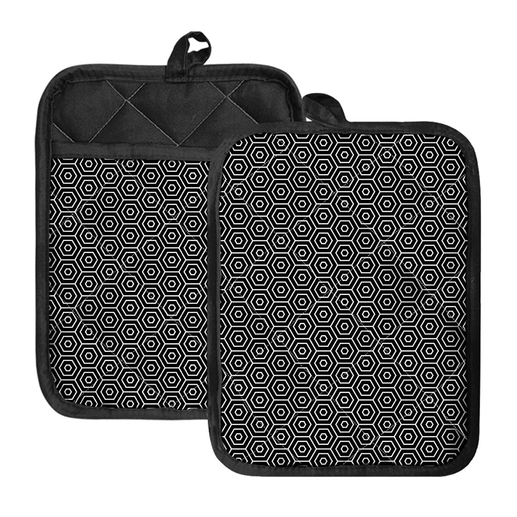 Hexagon Geometric Pattern Print Pot Holders With Pocket