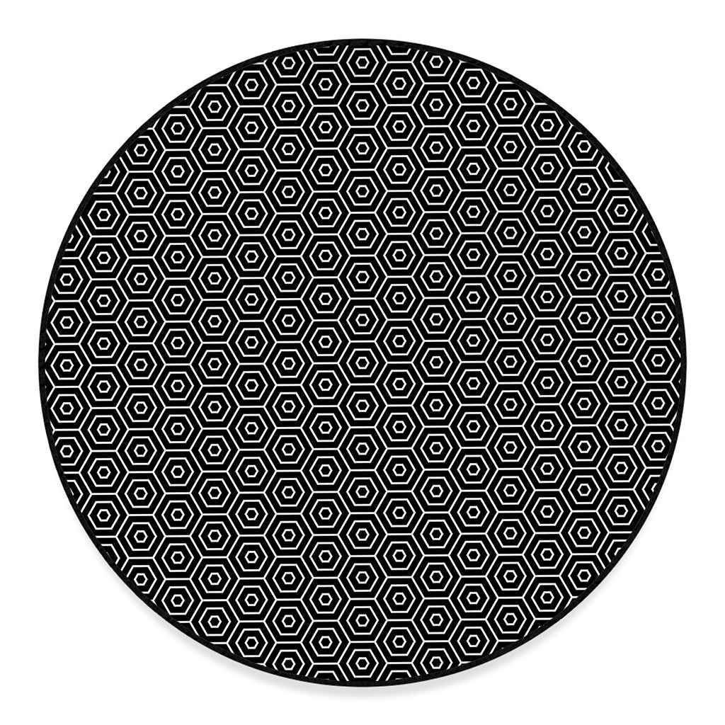 Hexagon Geometric Pattern Print Round Floor Mat