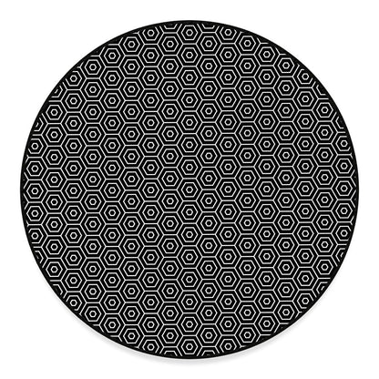 Hexagon Geometric Pattern Print Round Floor Mat