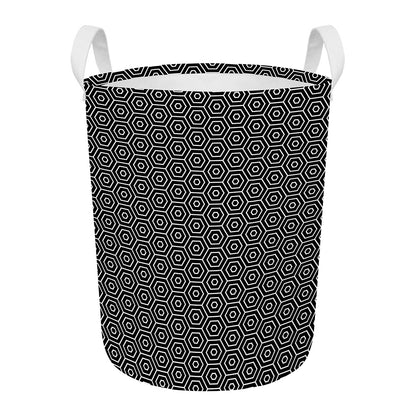 Hexagon Geometric Pattern Print Round Laundry Basket