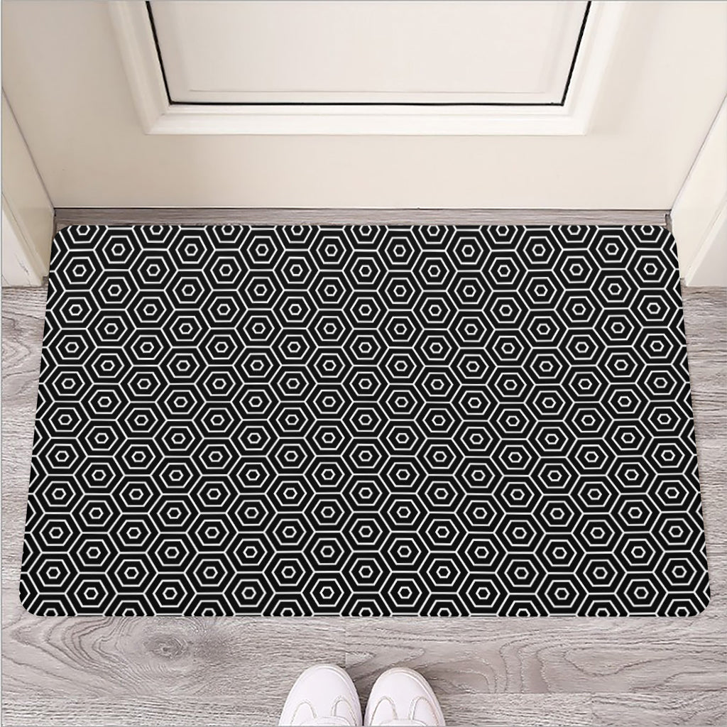 Hexagon Geometric Pattern Print Rubber Doormat