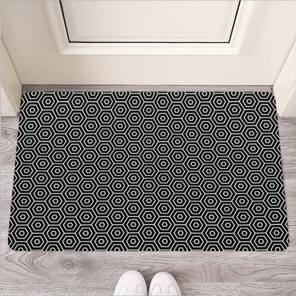 Hexagon Geometric Pattern Print Rubber Doormat
