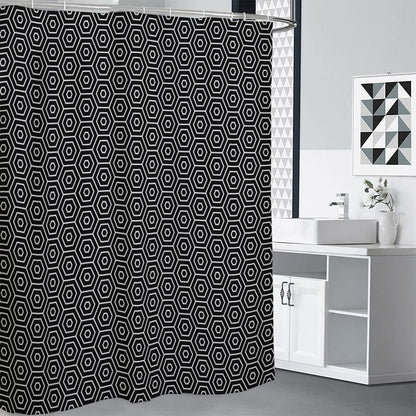 Hexagon Geometric Pattern Print Shower Curtain