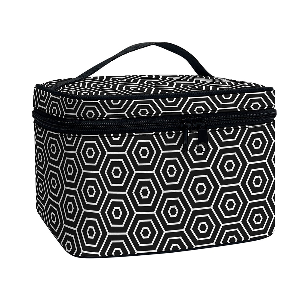 Hexagon Geometric Pattern Print Travel Makeup Bag