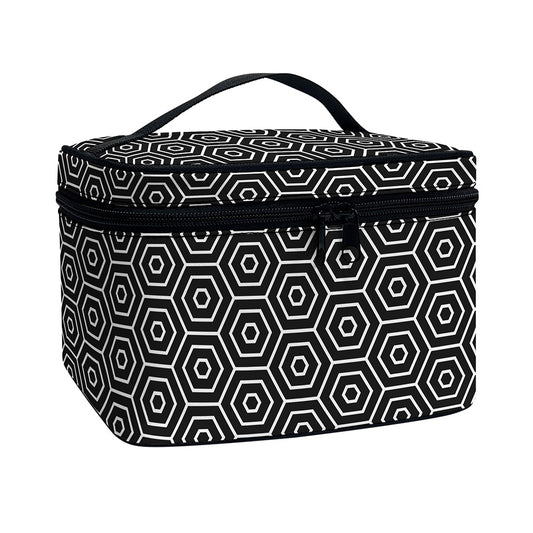 Hexagon Geometric Pattern Print Travel Makeup Bag