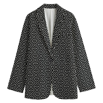 Hexagon Geometric Pattern Print Women's Blazer