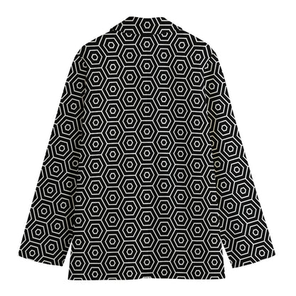 Hexagon Geometric Pattern Print Women's Cotton Blazer