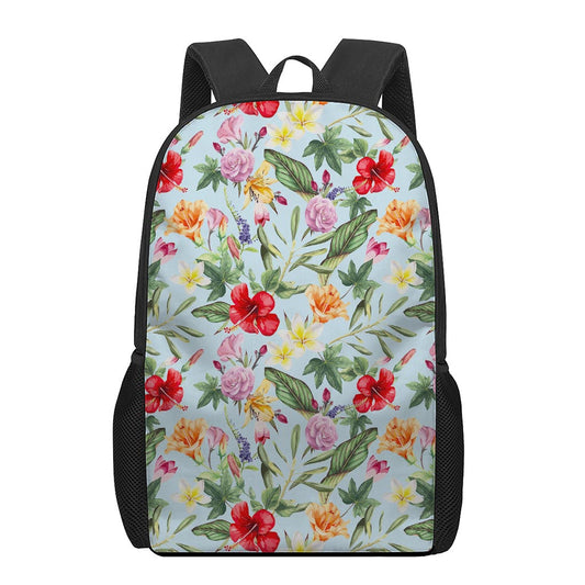 Hibiscus Flower Floral Pattern Print 17 Inch Backpack