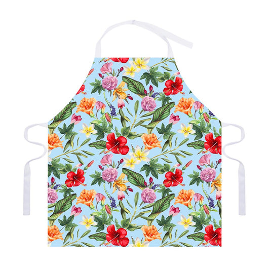 Hibiscus Flower Floral Pattern Print Adjustable Apron