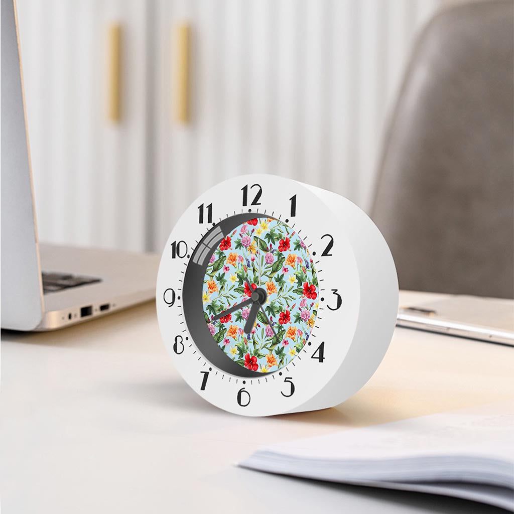 Hibiscus Flower Floral Pattern Print Alarm Clock