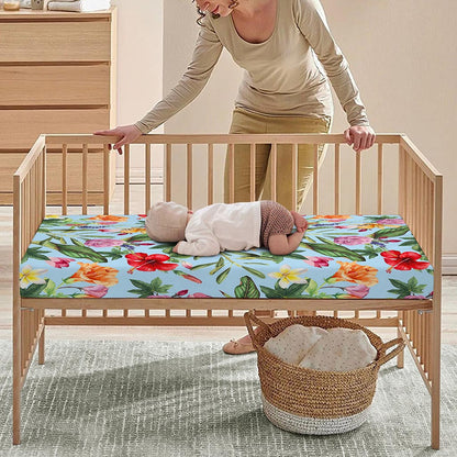 Hibiscus Flower Floral Pattern Print Baby Crib Sheet