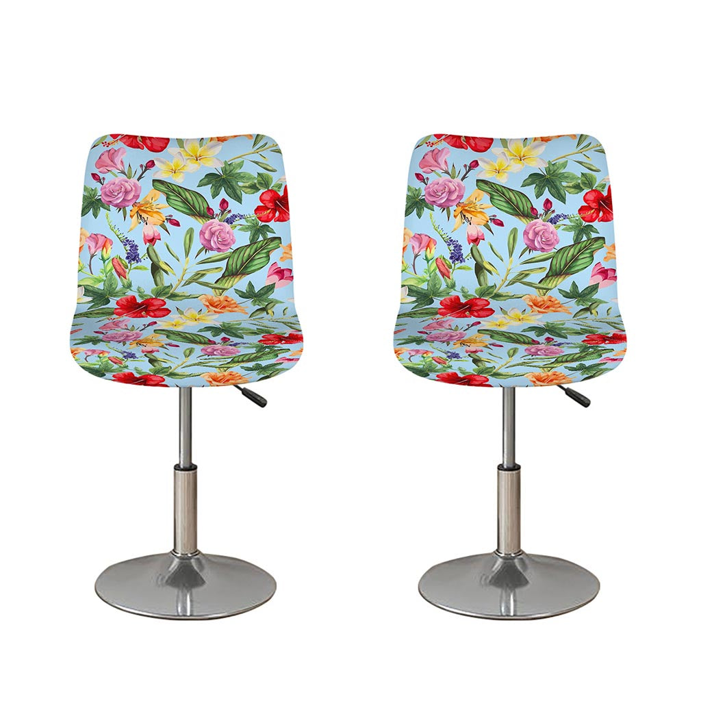 Hibiscus Flower Floral Pattern Print Bar Stool Covers