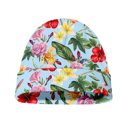 Hibiscus Flower Floral Pattern Print Beanie