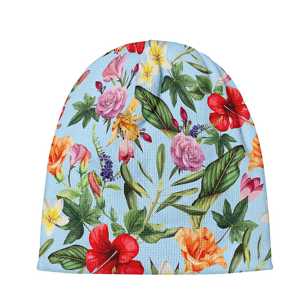 Hibiscus Flower Floral Pattern Print Beanie