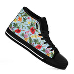 Hibiscus Flower Floral Pattern Print Black High Top Sneakers