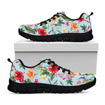 Hibiscus Flower Floral Pattern Print Black Running Shoes