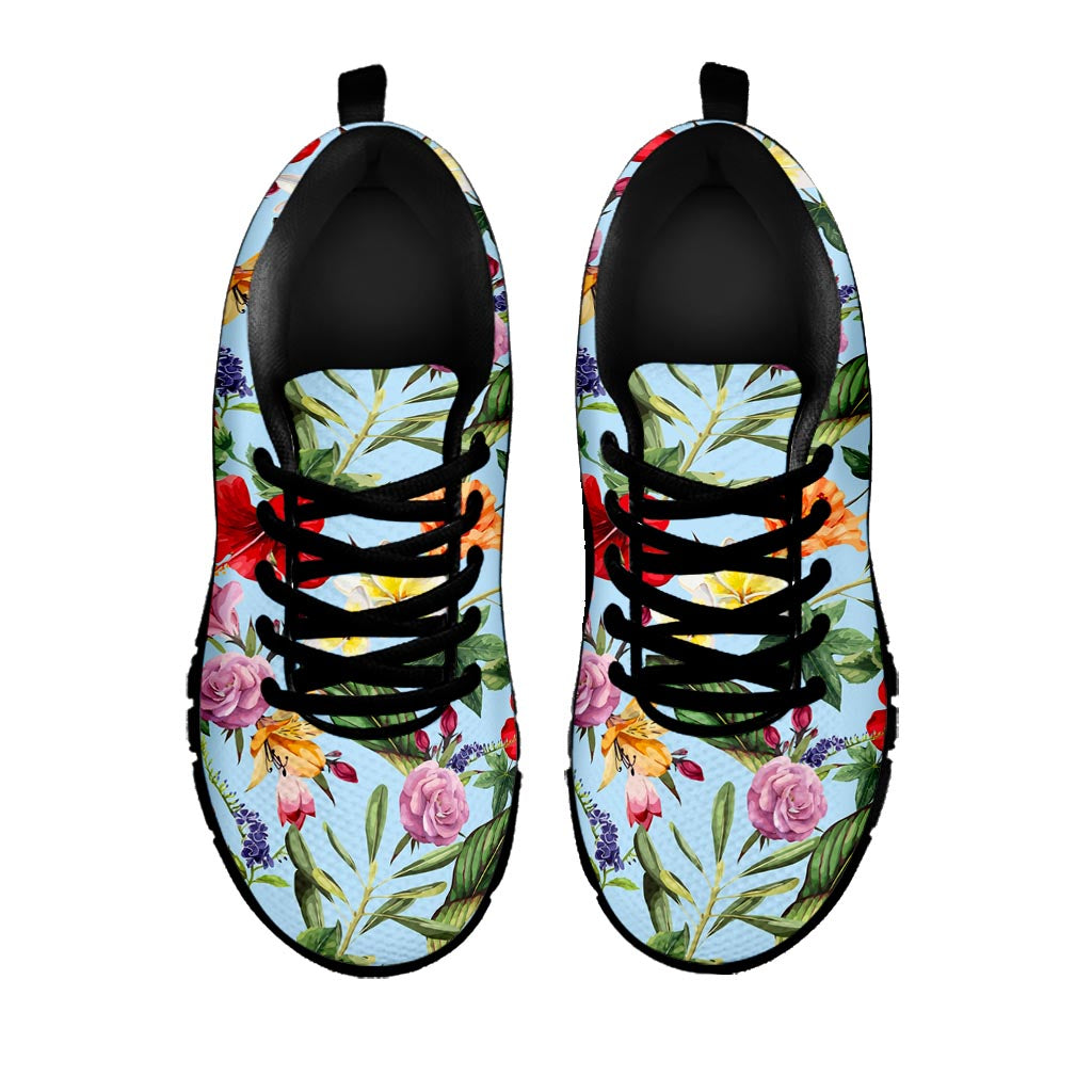 Hibiscus Flower Floral Pattern Print Black Running Shoes
