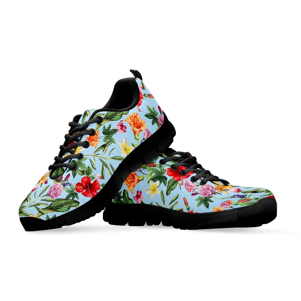 Hibiscus Flower Floral Pattern Print Black Running Shoes