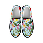 Hibiscus Flower Floral Pattern Print Black Slip On Sneakers