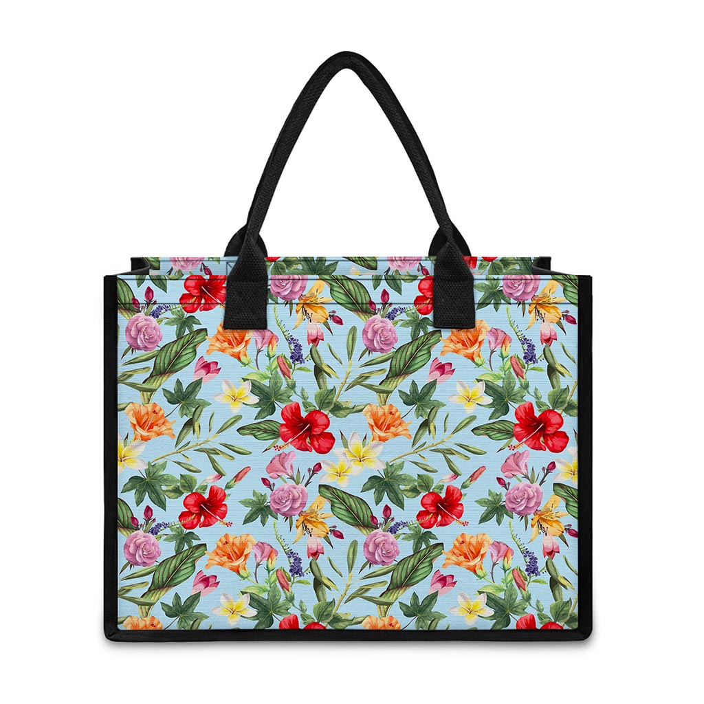 Hibiscus Flower Floral Pattern Print Canvas Tote Bag