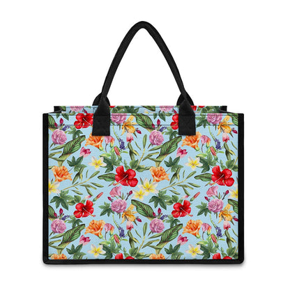 Hibiscus Flower Floral Pattern Print Canvas Tote Bag