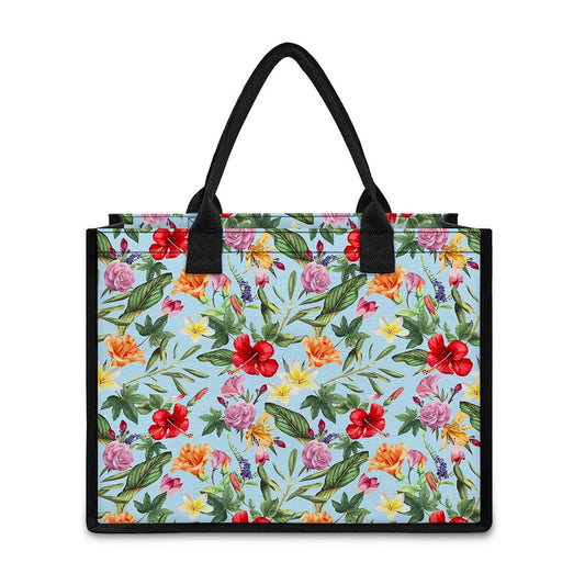 Hibiscus Flower Floral Pattern Print Canvas Tote Bag