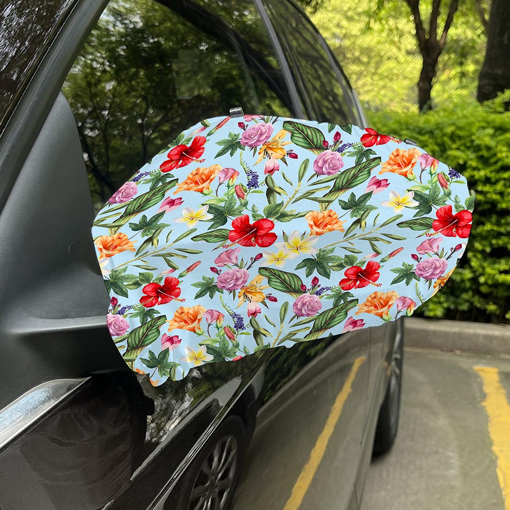 Hibiscus Flower Floral Pattern Print Car Side Mirror Covers