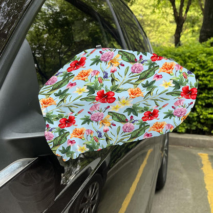 Hibiscus Flower Floral Pattern Print Car Side Mirror Covers