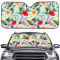 Hibiscus Flower Floral Pattern Print Car Windshield Sun Shade