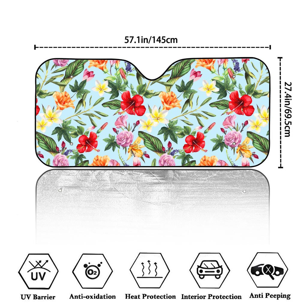 Hibiscus Flower Floral Pattern Print Car Windshield Sun Shade