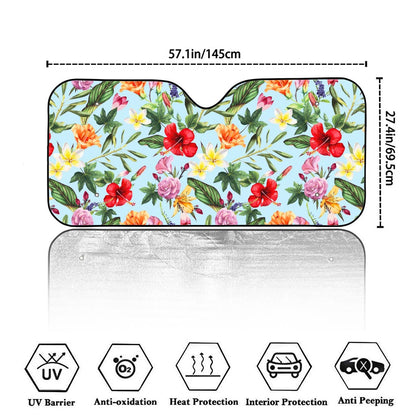 Hibiscus Flower Floral Pattern Print Car Windshield Sun Shade