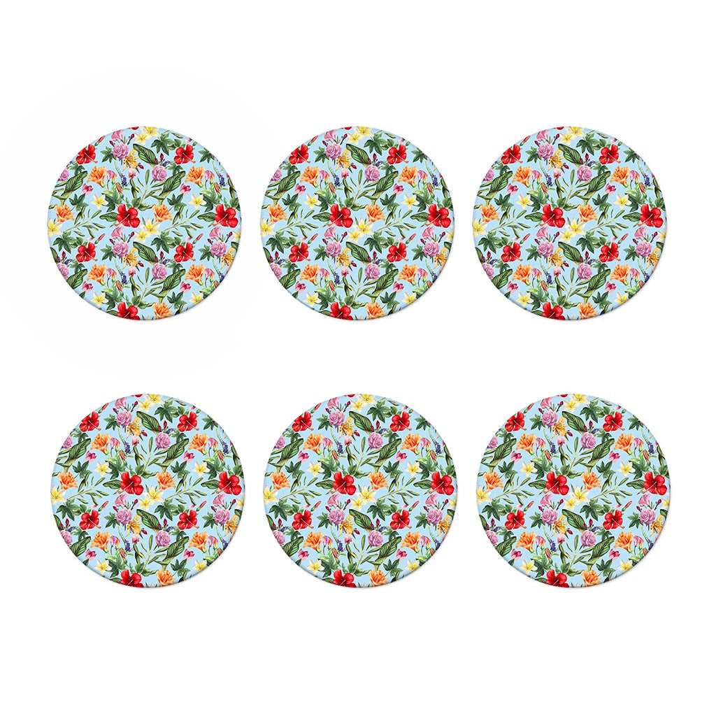 Hibiscus Flower Floral Pattern Print Coaster Set