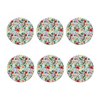 Hibiscus Flower Floral Pattern Print Coaster Set