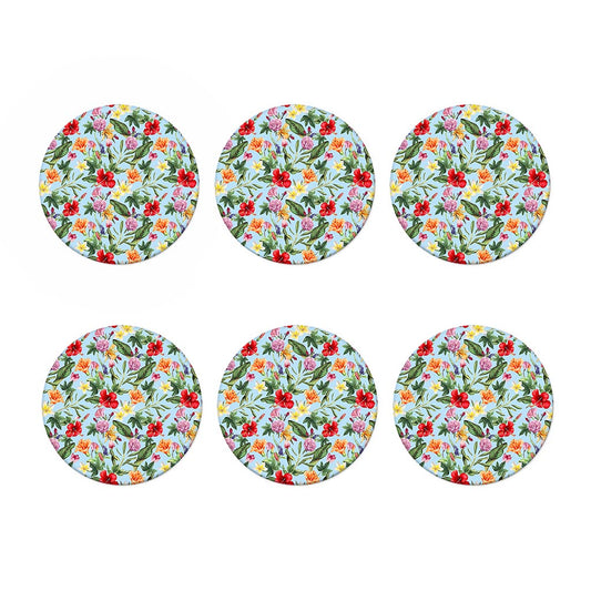 Hibiscus Flower Floral Pattern Print Coaster Set
