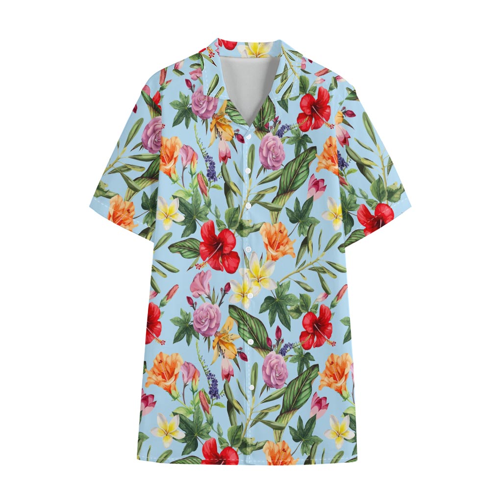 Hibiscus Flower Floral Pattern Print Cotton Hawaiian Shirt