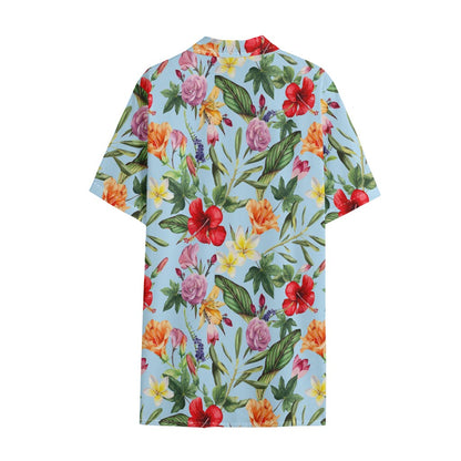 Hibiscus Flower Floral Pattern Print Cotton Hawaiian Shirt