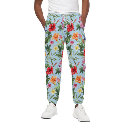 Hibiscus Flower Floral Pattern Print Cotton Pants