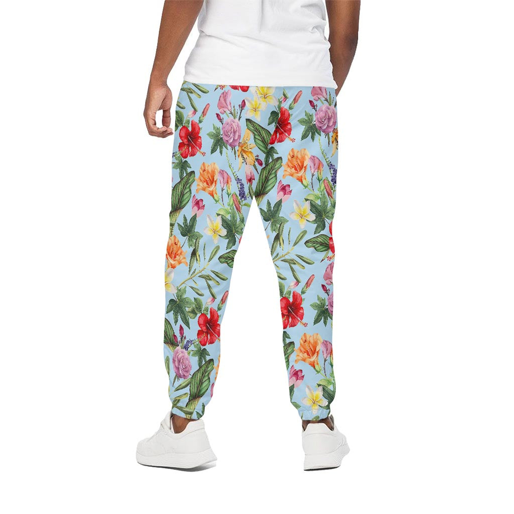 Hibiscus Flower Floral Pattern Print Cotton Pants