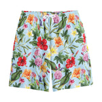 Hibiscus Flower Floral Pattern Print Cotton Shorts