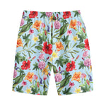 Hibiscus Flower Floral Pattern Print Cotton Shorts