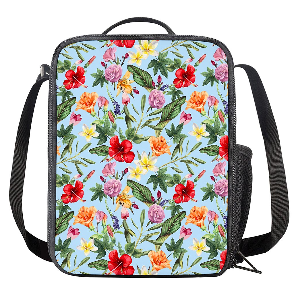 Hibiscus Flower Floral Pattern Print Crossbody Lunch Bag