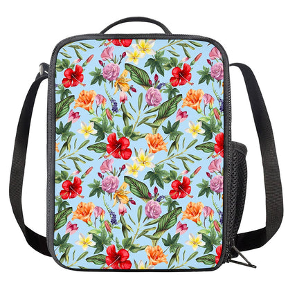 Hibiscus Flower Floral Pattern Print Crossbody Lunch Bag
